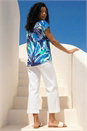 Blue Abstract Print Stretch Top, Image 3 of 4