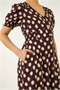 Chocolate Spot Print Button Midi Dress, Image 5 of 5