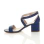 Navy Blue AJVANI Navy Blue Mid Block Heel Crossed Straps Sandals, Image 3 of 6