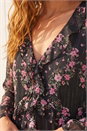 Black Floral Frill A-Line Dress, Image 4 of 4