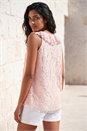 Pink Lace V-Neck Ruffle Front Top, Image 3 of 4