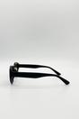 Black Round Cat Eye Detail Sunglasses In Black, Image 4 of 4