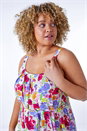 Ivory Curve Floral Belted Midi Dress, Image 4 of 5