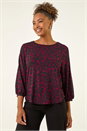 Wine Abstract Spot Print Top, Image 2 of 5