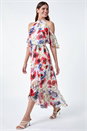 Ivory Poppy Floral Frill Halter Neck Dress, Image 1 of 5