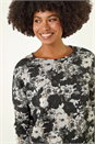 Black Floral Print Snit Jersey Top, Image 4 of 5