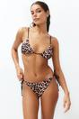 Multi Leopard Print Tie Side Regular Waist Bikini Bottom with Adjustable Fit, Image 1 of 5