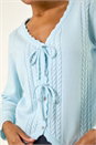 Blue Bow Front Buttoned Knit Cardigan, Image 5 of 5