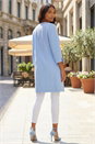 Light Blue  3/4 Sleeve Textured Longline Smart Jacket, Image 3 of 4