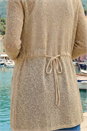 Beige Waterfall Longline Knit Cardigan, Image 4 of 4