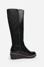 Black 'Livia' Knee High Wedge Boot Stitch Detail, Image 5 of 6