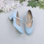 Light Blue AJVANI Light Blue Mid Block Heel Mary Jane Court Shoes, Image 4 of 6