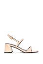 Beige 'Izzy' Strappy Slingback Peep Toe Mid Block Heel Sandals, Image 1 of 5