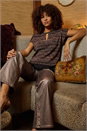 Bronze Zig Zag Print Bubble Hem Top, Image 1 of 6
