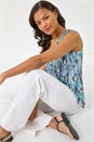 Beige Abstract Bar Back Vest Top, Image 1 of 5