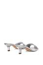 Silver XY LONDON Silver 'Pearl' Square Toe Stiletto Kitten Heel Mule Sandals, Image 4 of 6