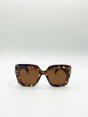 Brown SVNX Brown Bold Square Sunglasses in Leopard Brown, Image 2 of 6