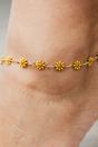 Yellow The Colourful Aura Yellow Multicolour Flower Charms Summer Indie Boho Daisy Floral Adjustable Anklet, Image 2 of 2