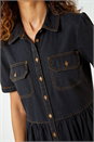 Black Denim Midi Shirt Dress, Image 6 of 6