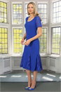 Royal Blue Julianna Lace Insert Godet Dress, Image 4 of 5