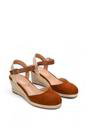 Tan XY LONDON Tan 'Joey' Closed Toe Ankle Strap Espadrille Wedge Platform Shoes, Image 5 of 6