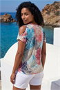Coral Burnout Cold Shoulder Top, Image 3 of 4