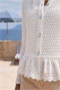 Ivory  Petite Broderie Hem Stretch Cardigan, Image 4 of 4