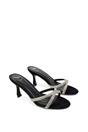 Black XY LONDON Black 'Abby'  Strappy Diamante Stiletto Heel Sandal Mules, Image 5 of 5