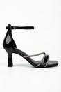 Black Pearl Patent Rhinestone Strap Square Sandals, Image 1 of 5