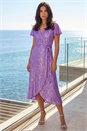 Purple Sequin Wrap Front Midi Dress, Image 2 of 4