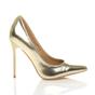 Gold High Heel Stiletto Pointed Toe Court Shoes, Image 2 of 6