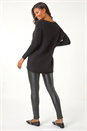 Black Relaxed Sparkly V-Neck Knitted Jumper, Image 3 of 5