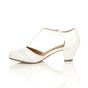 White Mid Heel Comfort T-Bar Brogue Heels, Image 3 of 6