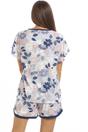 Navy Floral Leaf Print Jersey Short Pyjama Set, Image 4 of 5