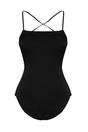 Black Square Neck Strappy Open Back Fitted Swimsuit, Image 2 of 3