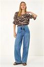 Natural  Animal Print Key Hole Bardot, Image 2 of 5