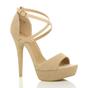 Natural AJVANI Natural High Heel Crossed Straps Platform Sandals, Image 1 of 6