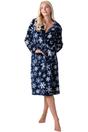 Blue Camille Lingerie Blue Supersoft Fleece Hooded Calf Length Bathrobe, Image 1 of 6