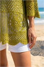 Khaki Floral Crochet Tunic Top, Image 4 of 4