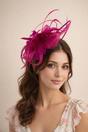 Fuchsia Floral Feather Fascinator with Loops, Image 1 of 2