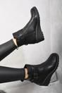 Black Isabel Side Zip Low Wedge Chelsea Ankle Boots, Image 3 of 4