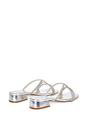 Silver XY LONDON Silver 'Olivia' Strappy Low Block Heel Diamante Sandals With Square Toe, Image 4 of 6