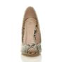 Beige High Heel Peep Toe Stiletto Court Shoes, Image 5 of 7