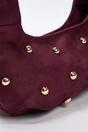 Burgundy Studded Suede Hobo Shoulder Bag, Image 4 of 4