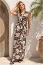 Chocolate Leaf Twist Front Maxi Dress, Image 3 of 4