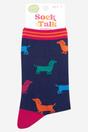 Navy Blue Sausage Dogs Multicoloured Bamboo Socks, Image 3 of 3