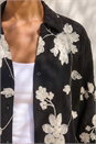 Black Floral Embroidered Collared Shirt, Image 4 of 4