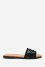 Black Karter Embellished Canvas Slide On Sandals, Image 3 of 6