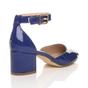 Royal Blue Mid Block Heel Ankle Strap 2 Part Heels, Image 4 of 5