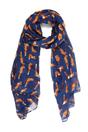 Blue Woodland Fox Lightweight Scarf, Image 2 of 2